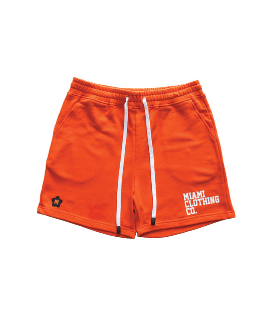 FRENCH TERRY PRINTED AND EMBROIDERED LOGO SHORTS
